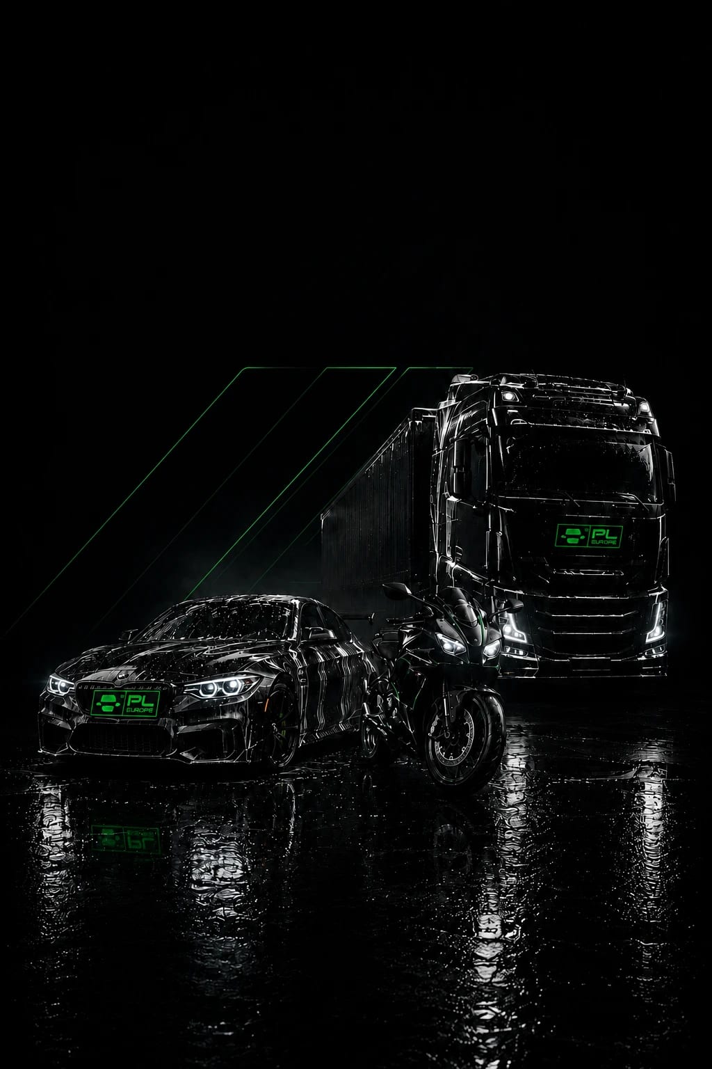 Gamme de produits d'entretien automobile PL Europe pour voitures, motos et camions